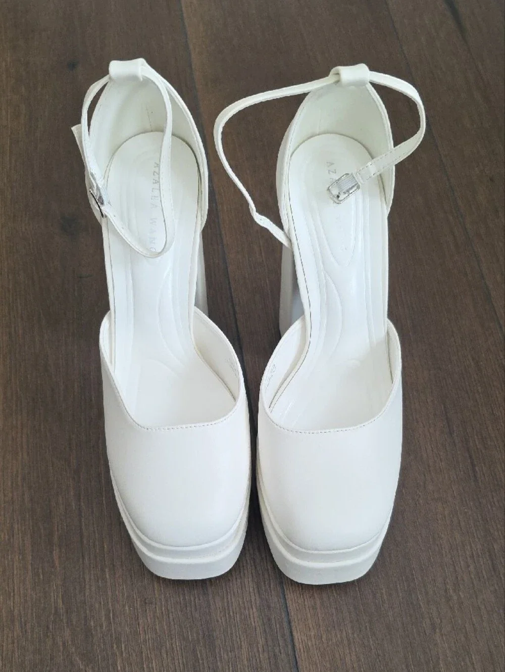White Platform Block Heel Sandals with Ankle Strap